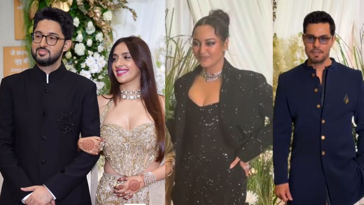 Sonakshi Sinha and Randeep Hooda reached Akansha Ranjan Kapoor Sharan Sharma wedding reception