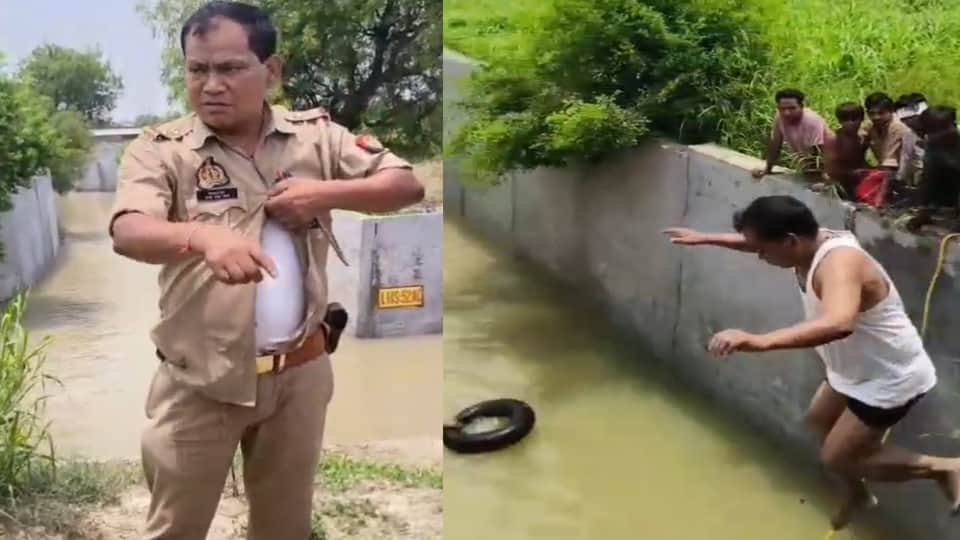 Meerut: 10 feet of water accumulated in a railway underpass due to rain; a horse-cart submerged