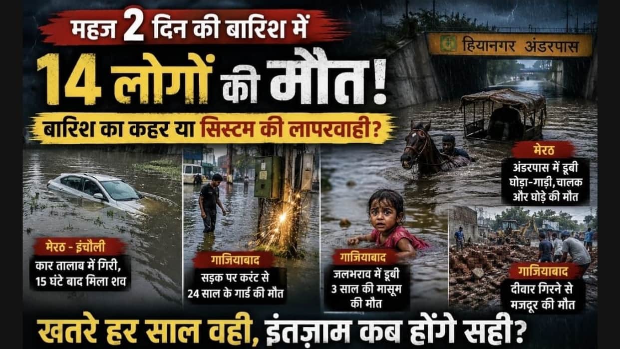 video analysis regarding deaths of 14 people due to two days of rain in Noida Ghaziabad and Meerut in UP