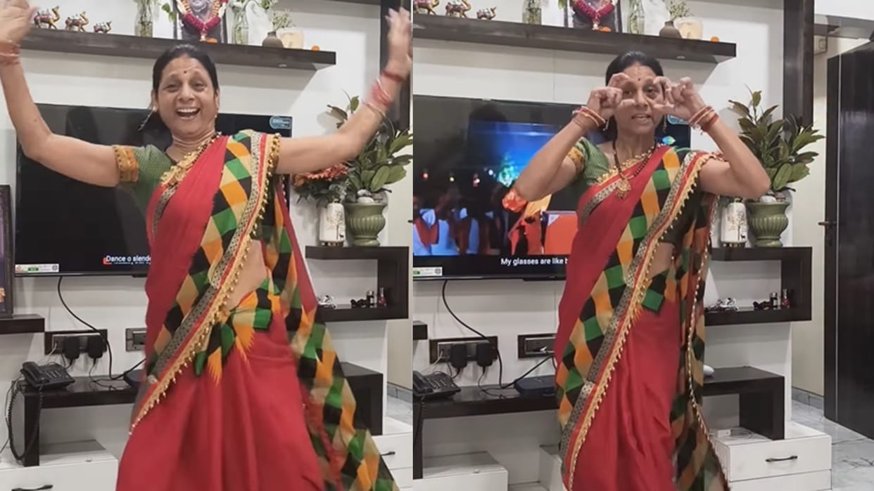 viral village aunty starts dancing in house on arvind akela kallu song video goes viral
