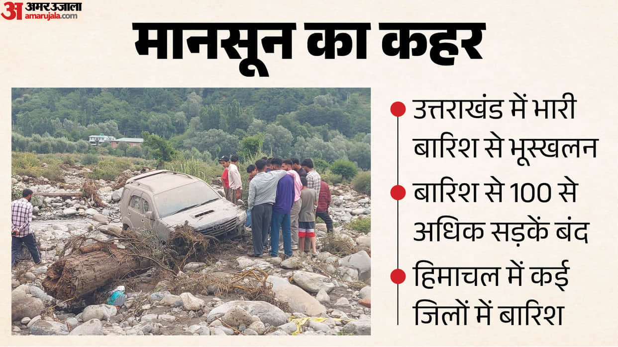 Monsoon rains continued to lash large parts of country with flash floods in Jammu Kashmir uttrakhand himachal