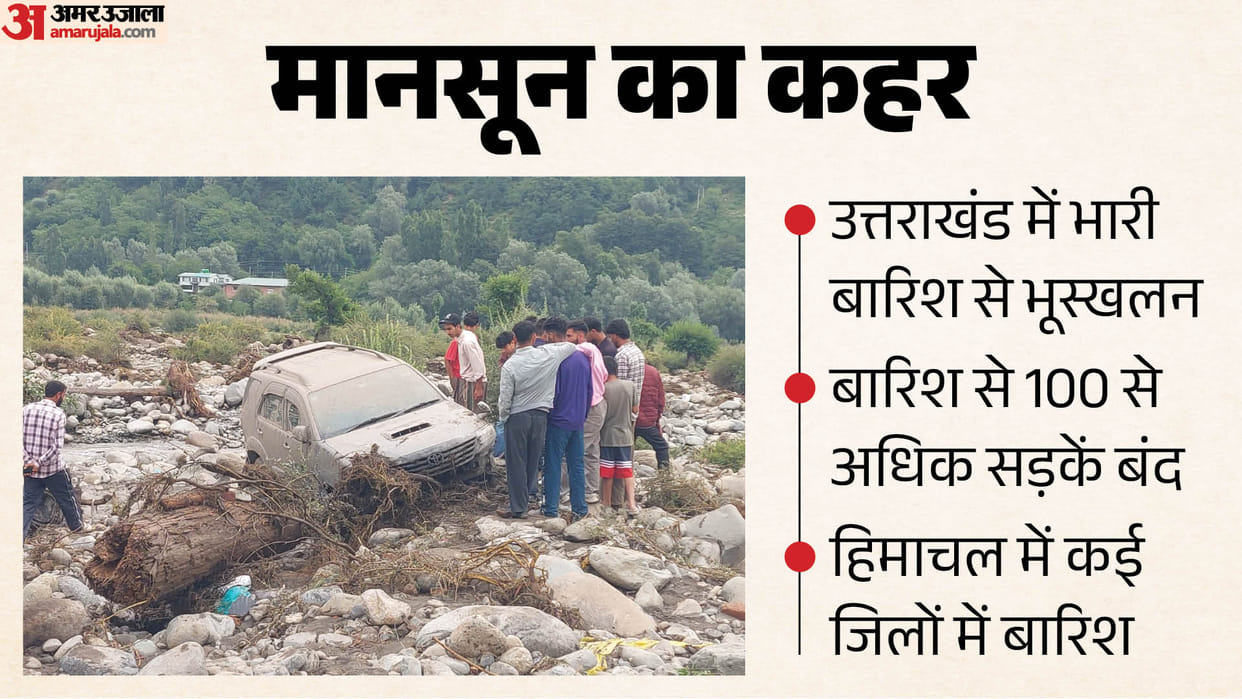 Monsoon rains continued to lash large parts of country with flash floods in Jammu Kashmir uttrakhand himachal