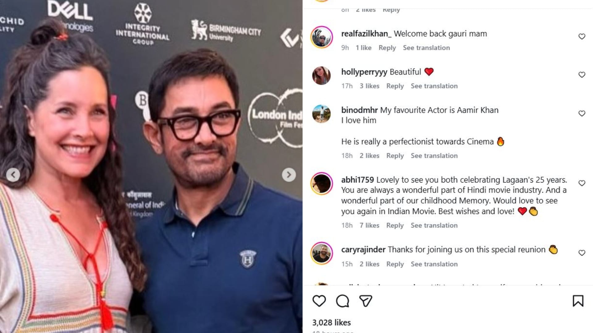 Aamir Khan reunites with Lagaan co star Rachel Shelley at London Indian Film Festival