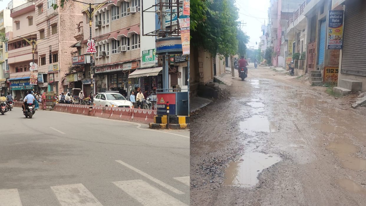 Roads designated for VIP movement in Varanasi repaired yet some of them have already started breaking up