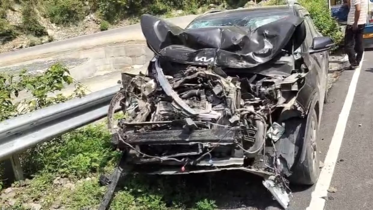 Uttarakhand Transport Corporation bus and car collide near Payal village on Devprayag Pauri road