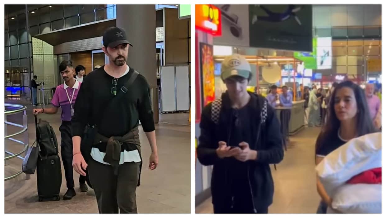 Hrithik Roshan returns to Mumbai with sons and girlfriend Saba Azad after family vacation See Video