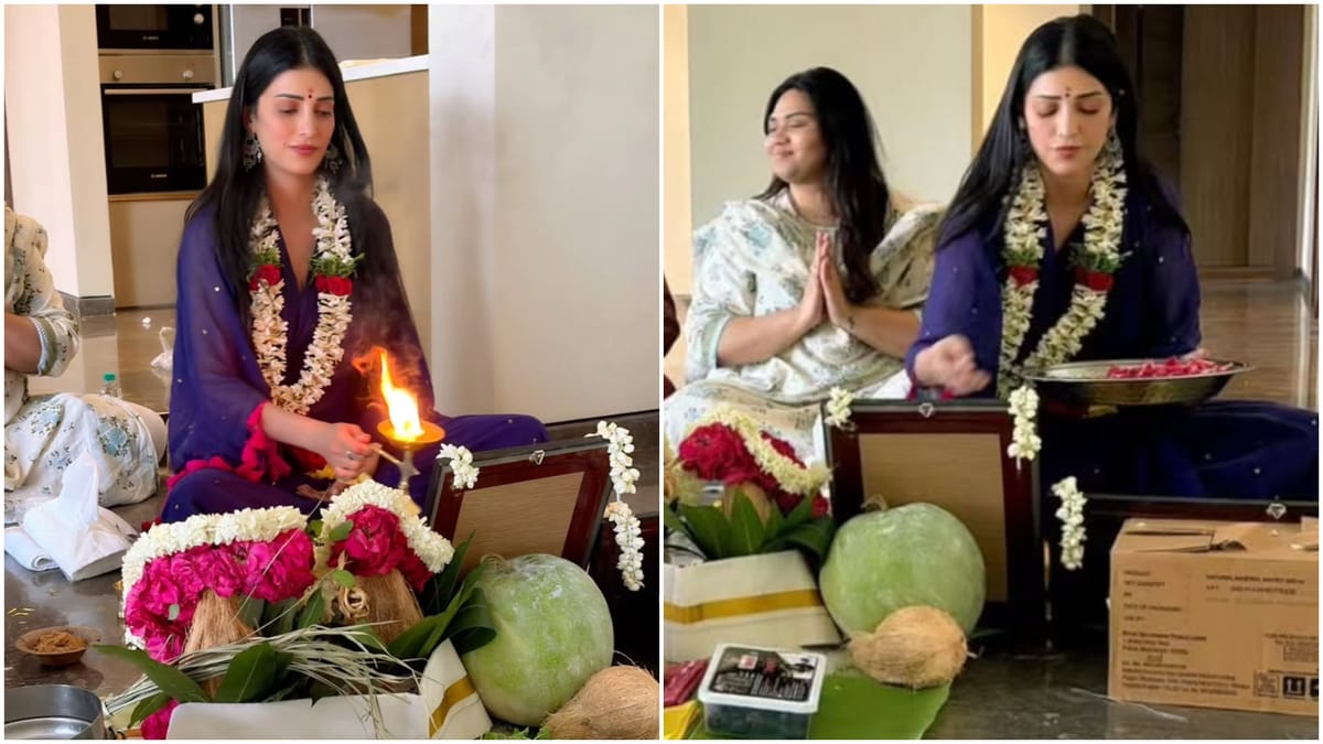 श्रुति हासन ने चेन्नई में लिया नया घर, गृह प्रवेश की तस्वीरें आईं सामने; पूजा करती दिखीं अभिनेत्री