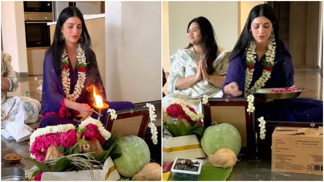 Shruti Haasan Performs Grihapravesh Puja As She Moves Into Her New Home In Chennai See Viral Pics