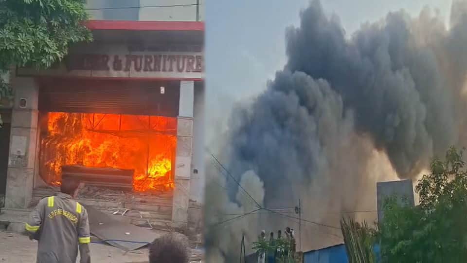 Meerut: Massive Fire Breaks Out at Furniture Showroom and Warehouse in Meerut