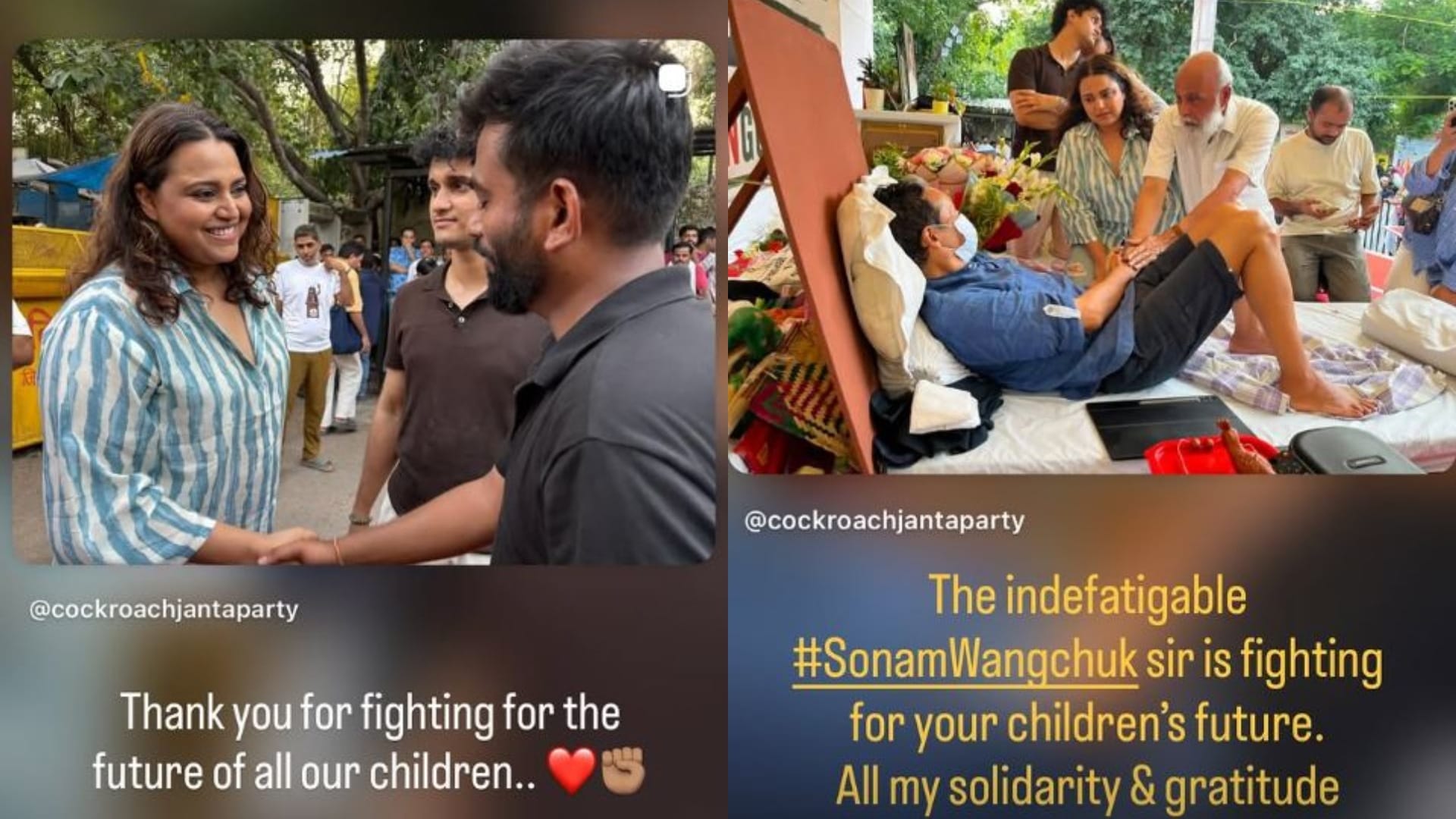 Swara Bhasker met with Sonam Wangchuk at Jantar Mantar says you are fighting for children future