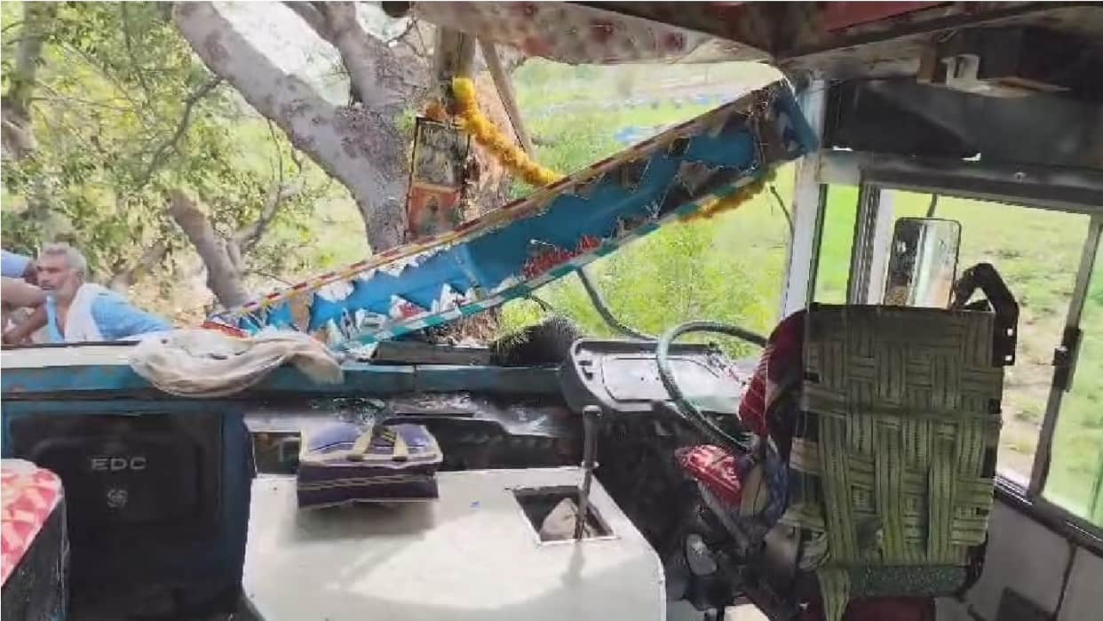 Private bus crashes into tree in Rewari Ex-serviceman killed 11 passengers injured