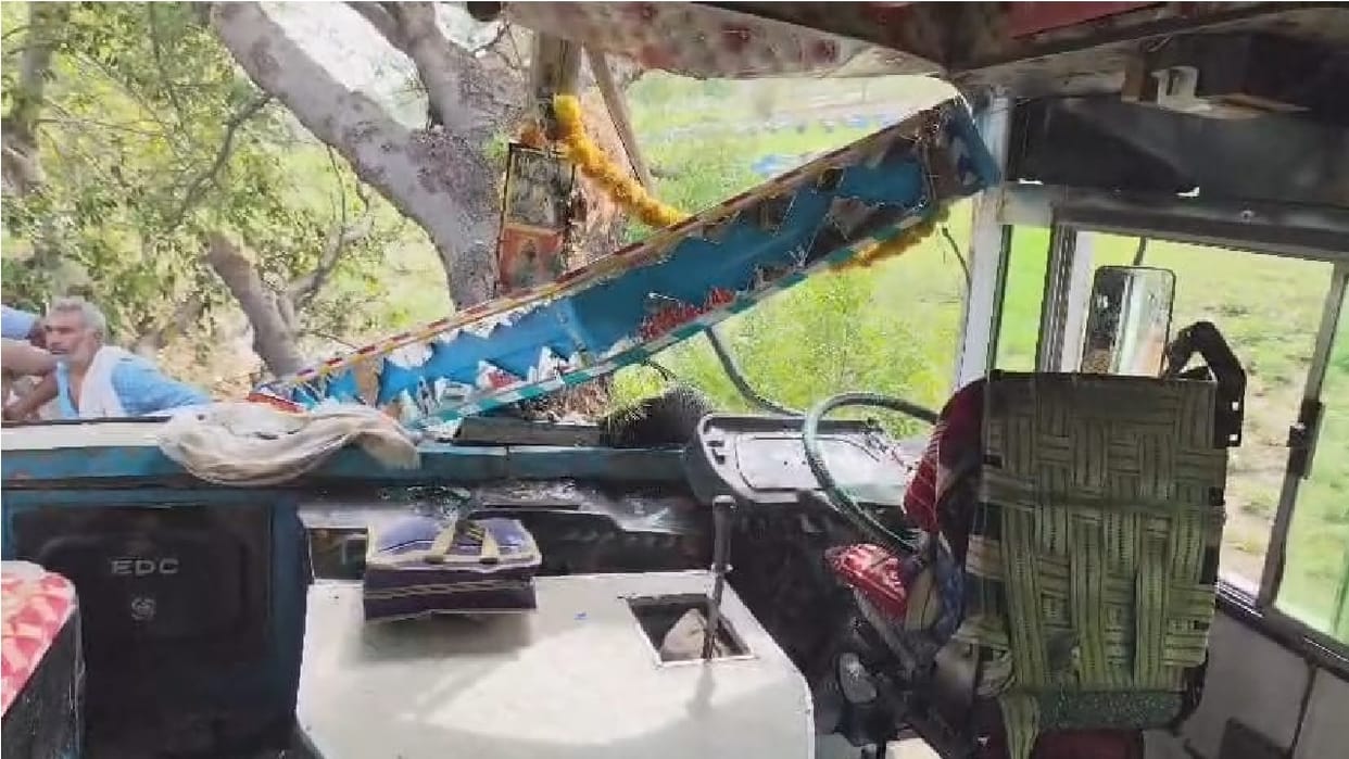 Private bus crashes into tree in Rewari Ex-serviceman killed 11 passengers injured
