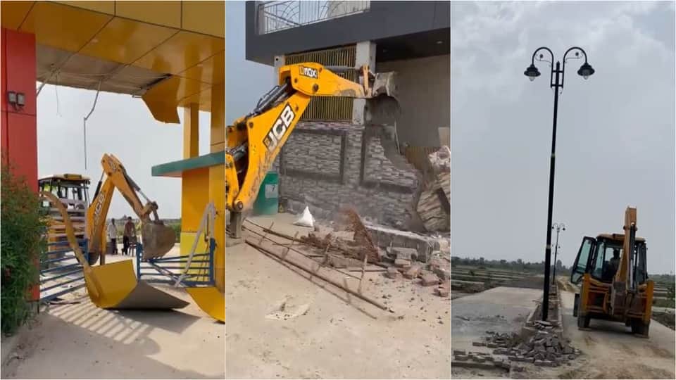 Bulldozer Rolls Over Illegal Colony in Govardhan Mathura up news