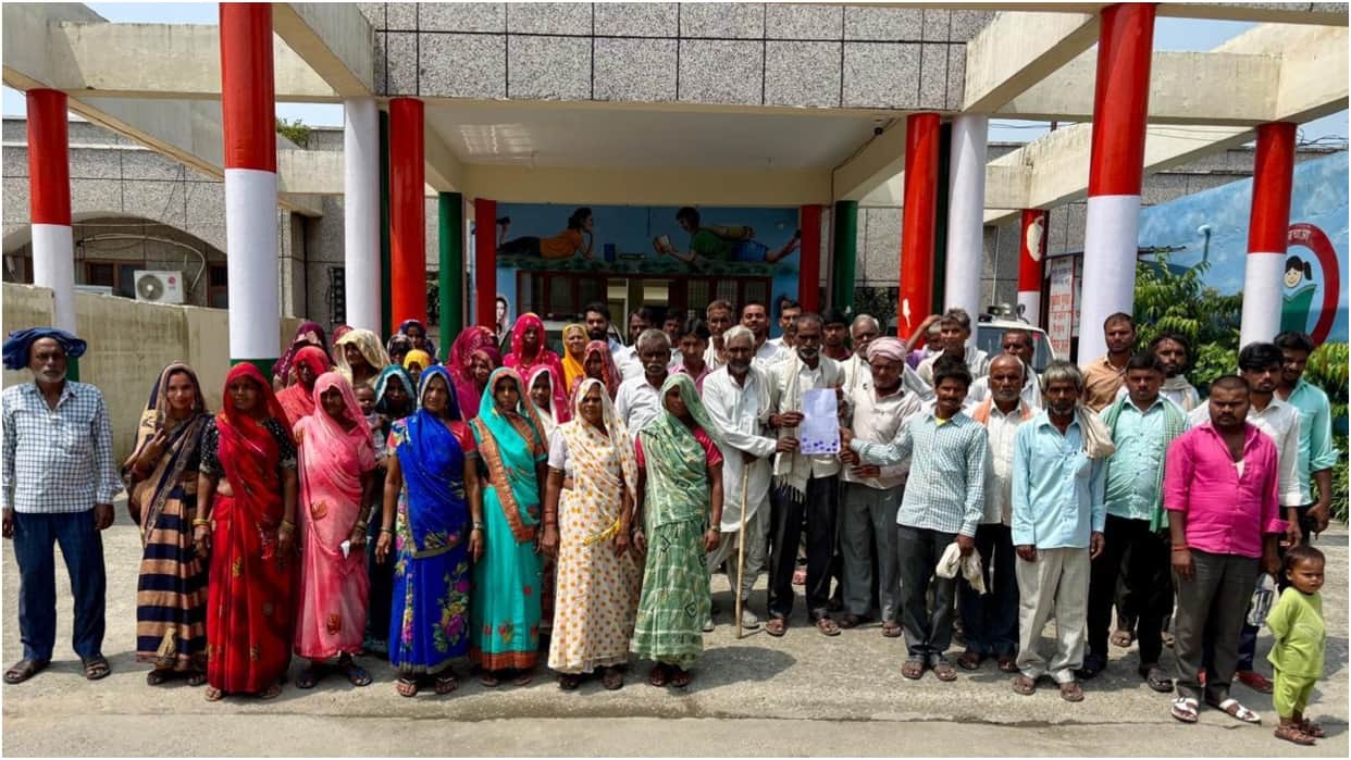 Villagers staged a protest at the Collectorate, terming the FIR false and demanding its cancellation