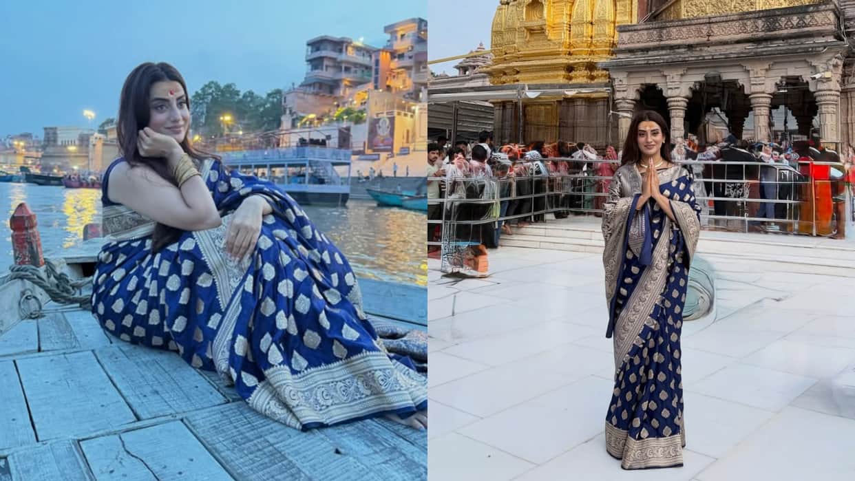 Bhojpuri actress Akshara singh visit to Kashi Vishwanath Temple in Varanasi shares photos