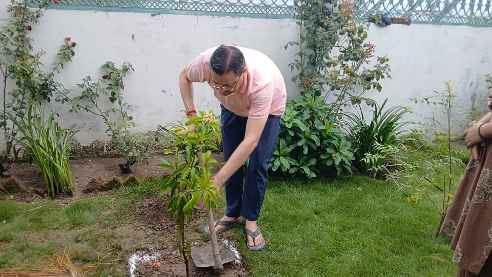 CM Pushkar Singh Dhami planted a tree at his residence in Khatima