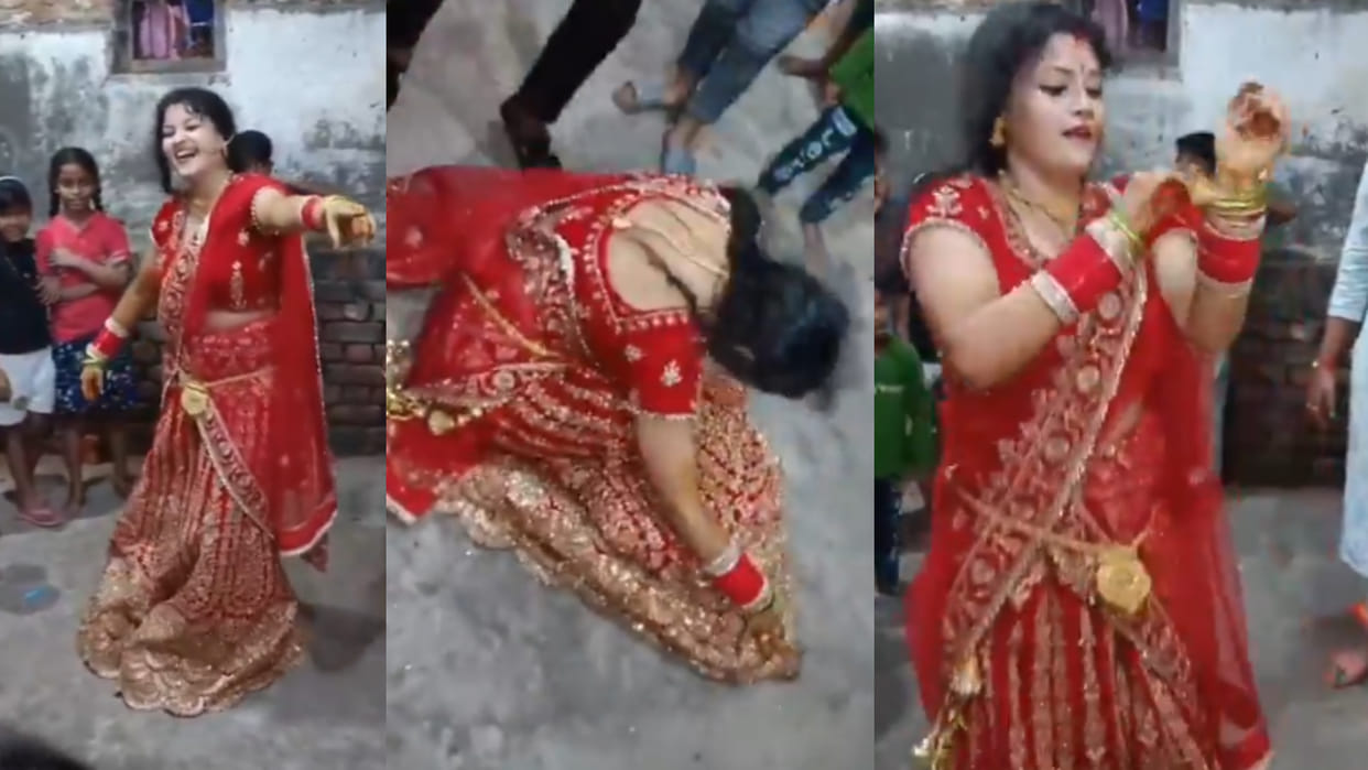 Village new bride dance on qayamat song confidence and expression won the hearts of people viral video