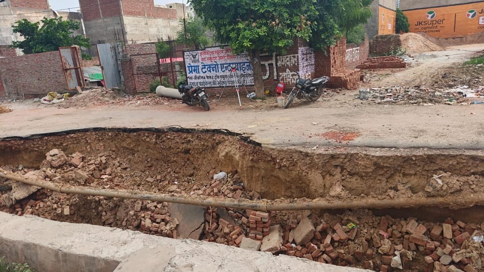 Roads Cave In and Waterlogging Hits Agra After Rainfall
