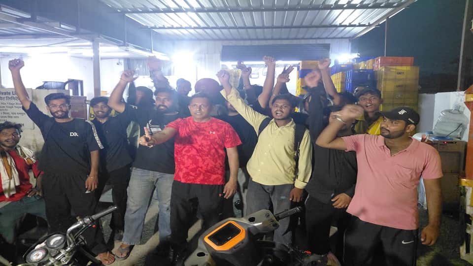Online delivery company workers protest over their demands in rudrapur