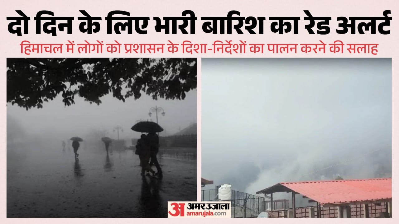 हिमाचल में भारी बारिश का रेड अलर्ट।