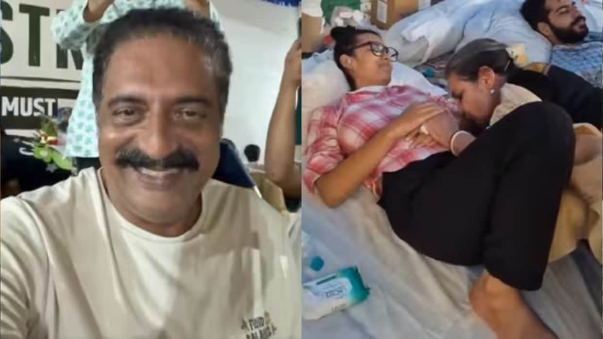 Shabana Azmi kisses hands of protester on hunger strike Prakash Raj joins CJP protest