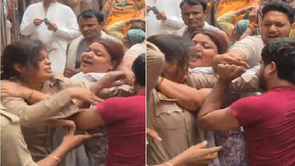 Female constable beats up devotee at Banke Bihari Temple