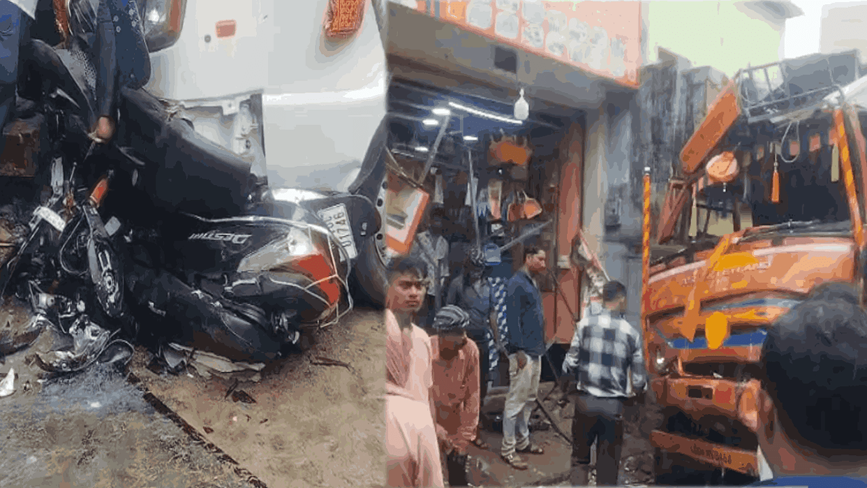 Truck brakes fail at Haldibari Chowk in Manendragarh collides with pickup truck leaving 3 injured