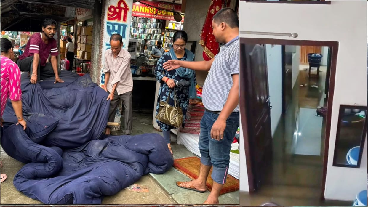 Garments and cosmetics were ruined after water entered the shops and soaked the merchandise.