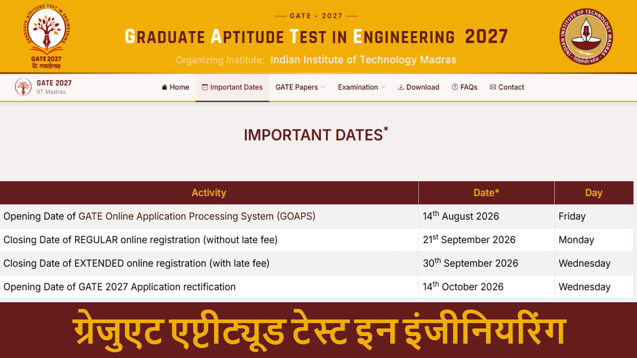 GATE 2027 Schedule Released: IIT Madras Introduces Robotics and Automation Paper, Exam Start From 6 Feb