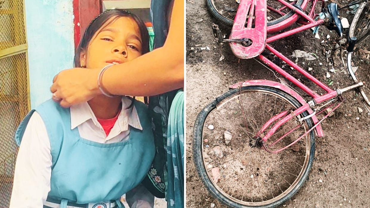 UP Accident School bus hits girl student cycling school RPF rushes hospital critically injured