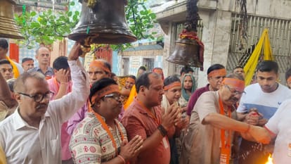 Thousands of Shiva devotees gathered in the Jalabhishek procession in Bareilly