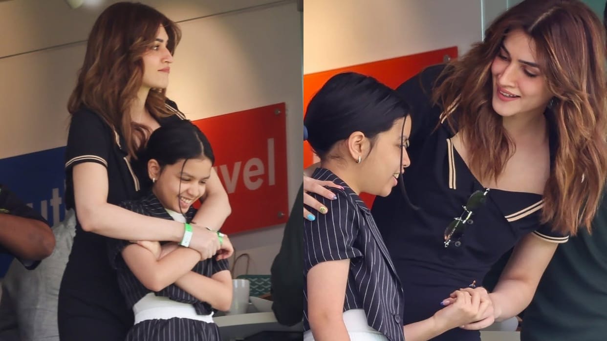 Kriti Sanon bonding With MS Dhoni daughter Ziva at India vs England ODI at Lords Cricket Ground in London