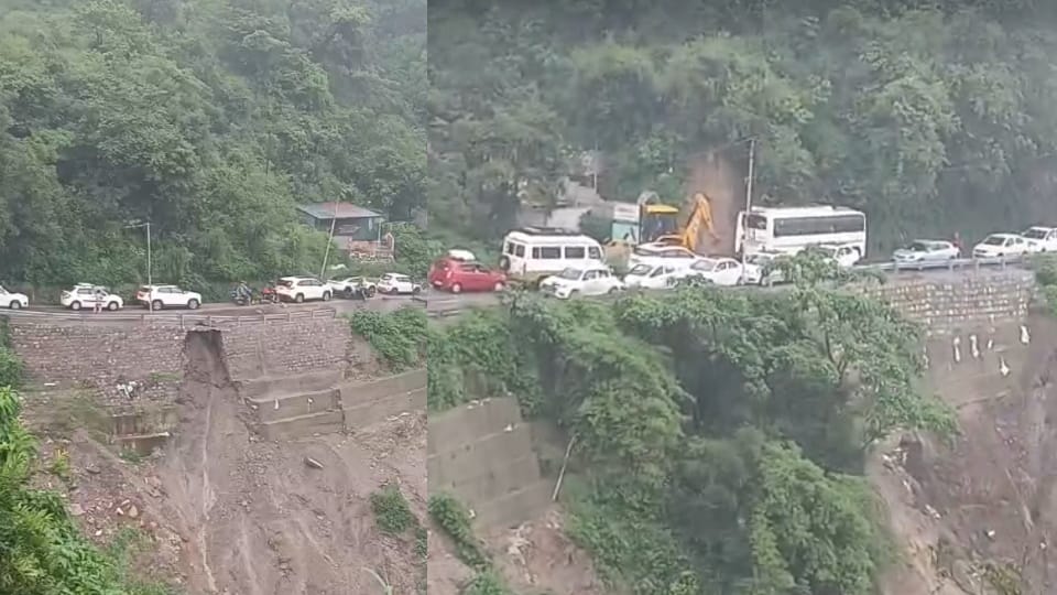 Dehradun-Mussoorie road damage near Pani Wala Bend Due to rainfall vehicular movement Stopped