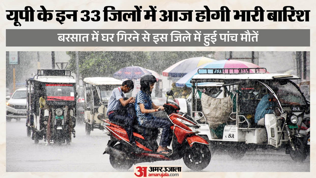UP: Heavy rain alert issued for 33 districts today; Barabanki set a record on Sunday; five dead after roof col