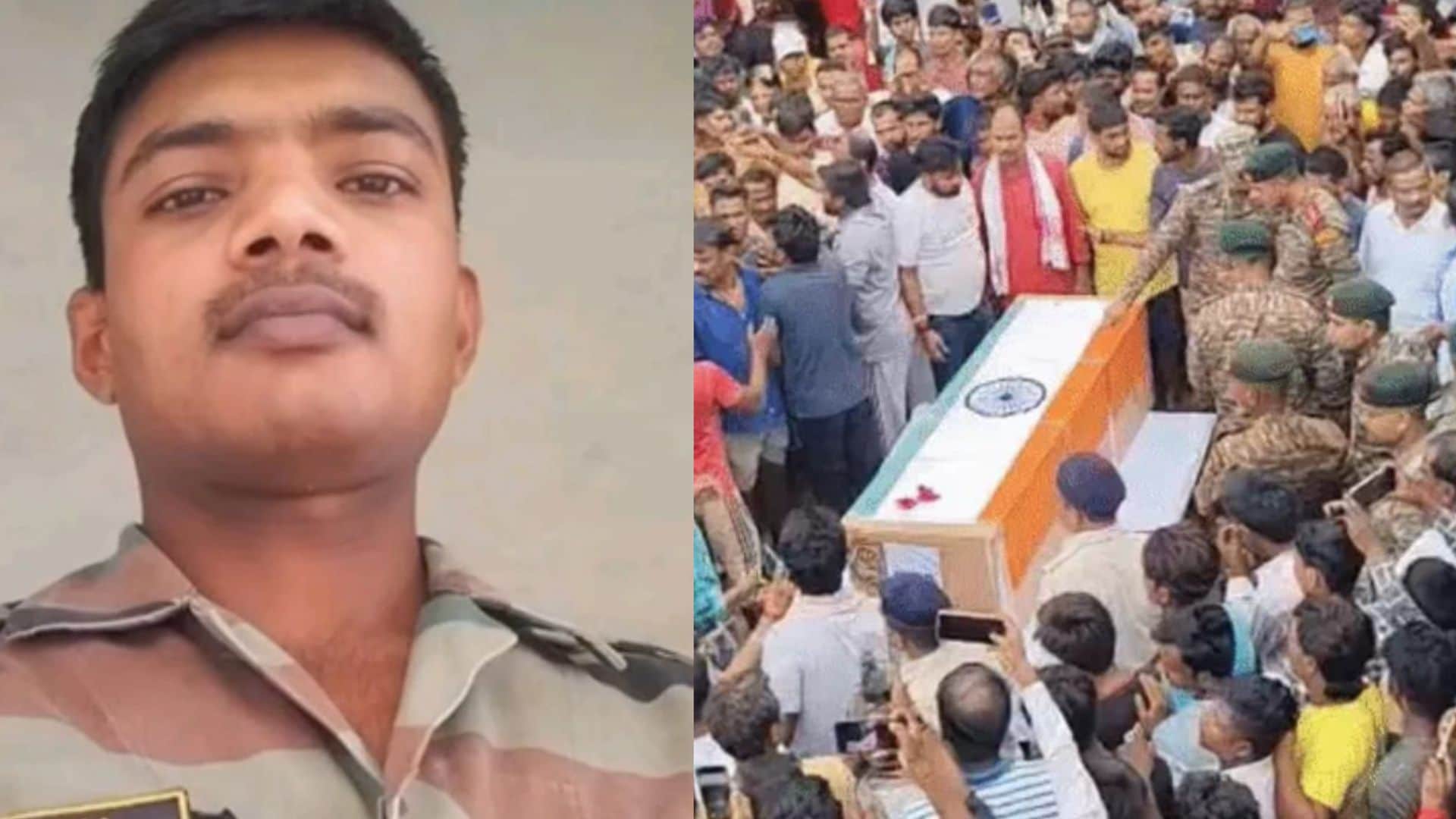 अंतिम संस्कार के दौरान जुटी ग्रामीणों की भीड़