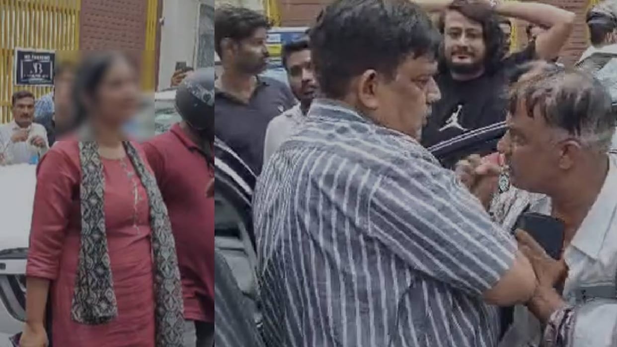 UP: Husband spots wife with LIC officer, creates a scene in the middle of the road; pleads while clinging to h