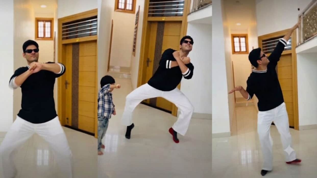 father teaches maths signs to child with fun actions viral video shows unique learning method