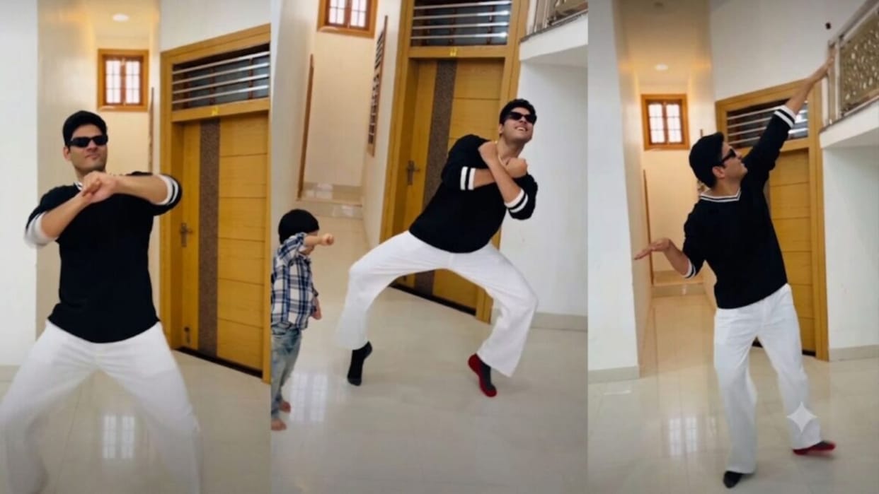 father teaches maths signs to child with fun actions viral video shows unique learning method