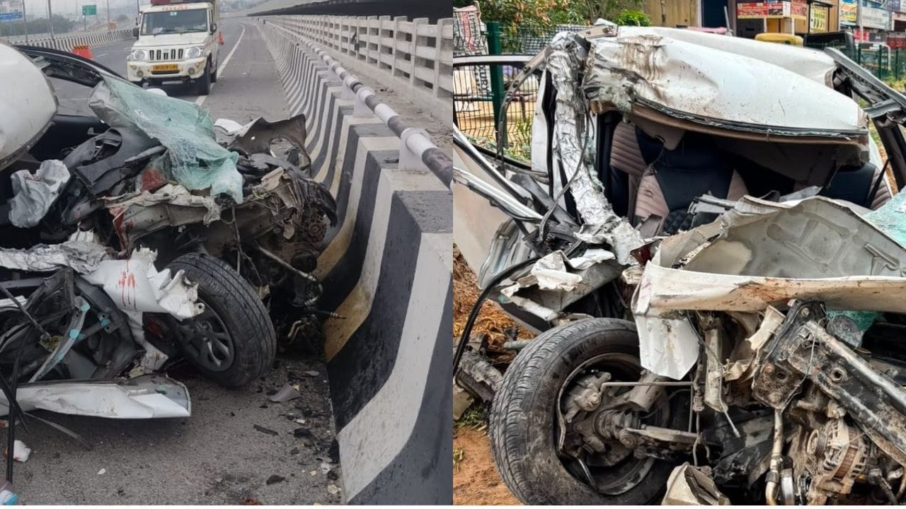 Car collides with truck on Dwarka Expressway two friends killed in accident girl injured