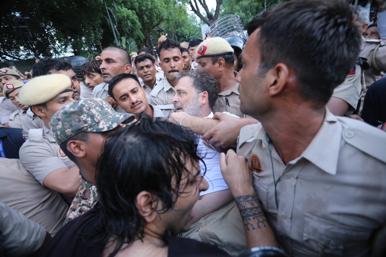Video of Rahul Gandhi being detained goes viral lay on ground speak to media