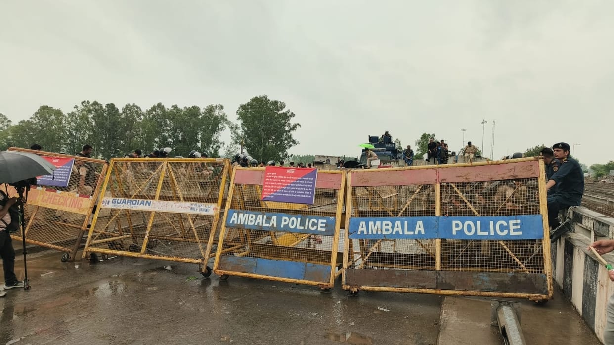 Shambhu border sealed again Ambala police set up barricades to stop farmers from marching to Delhi