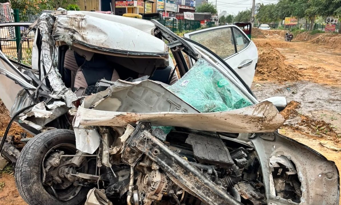 Car collides with truck on Dwarka Expressway two friends killed in accident girl injured