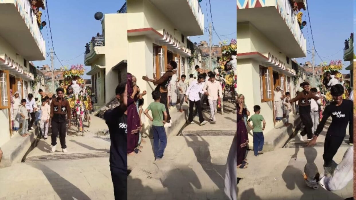 young man starts hitting his head on wall while dancing to munda gora rang dekh ke deewana ho gaya song