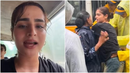 Dhurandhar fame actress Ayesha Khan viral video Detained by mumbai police before protesting