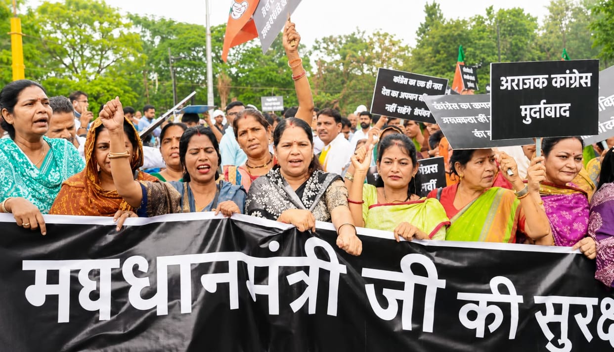 Protest against Rahul's remarks: Police stop BJP march to gherao Congress office; Khandelwal says it is only a