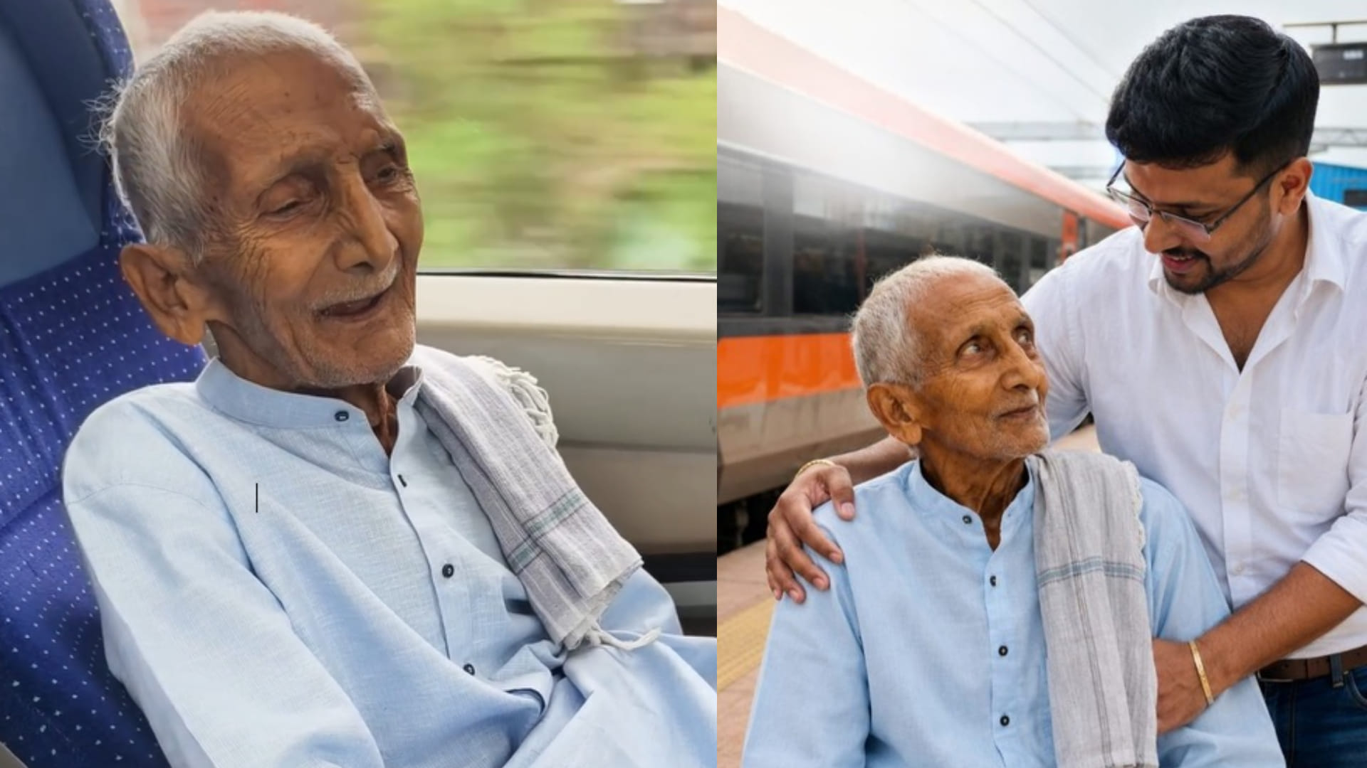Son takes father on vande bharat video wins hearts users in social media