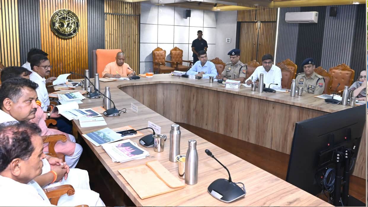 CM Yogi expresses displeasure over waterlogging during a review meeting in Gorakhpur; issues directives.