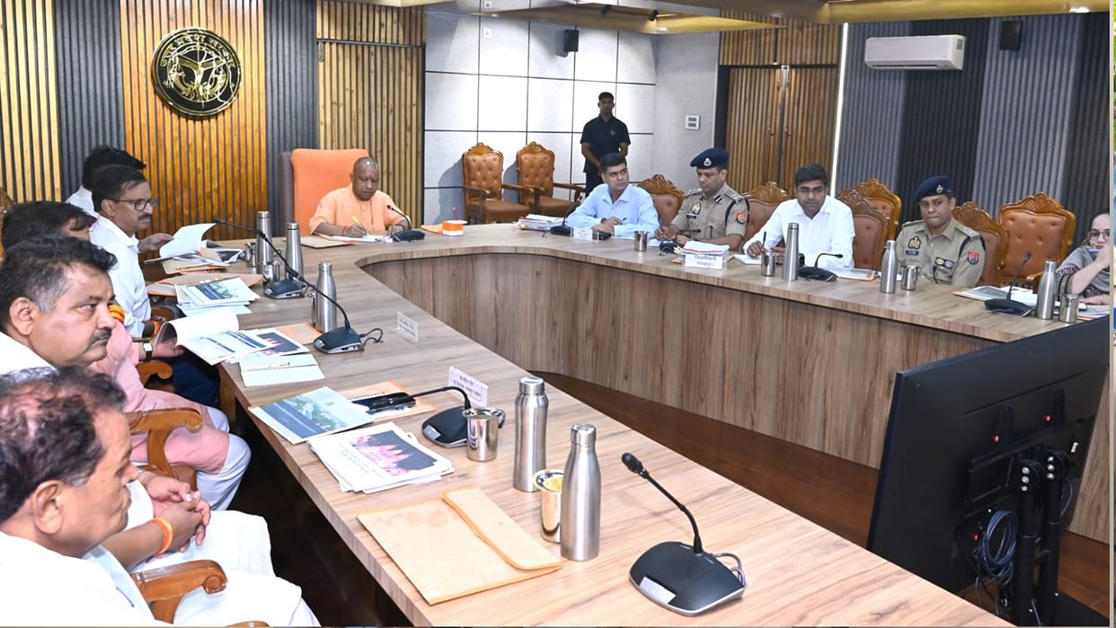 CM Yogi expresses displeasure over waterlogging during a review meeting in Gorakhpur; issues directives.