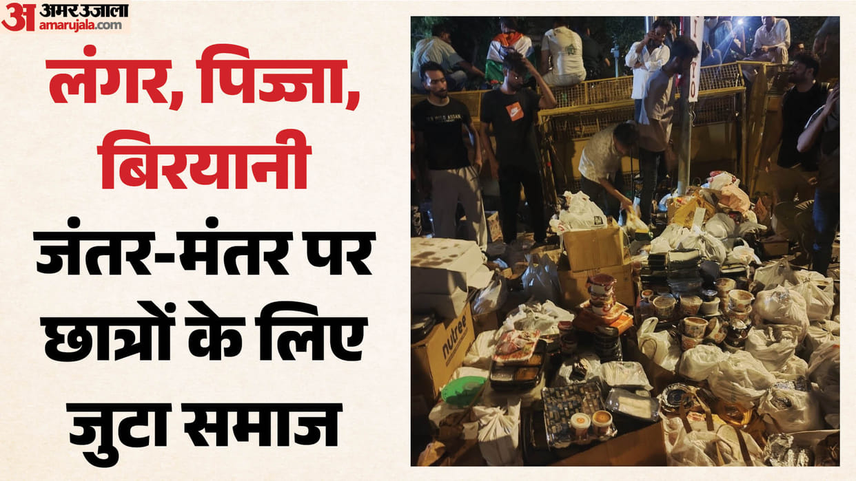 humanity amidst protest at Jantar Mantar people distributing biryani water show solidarity