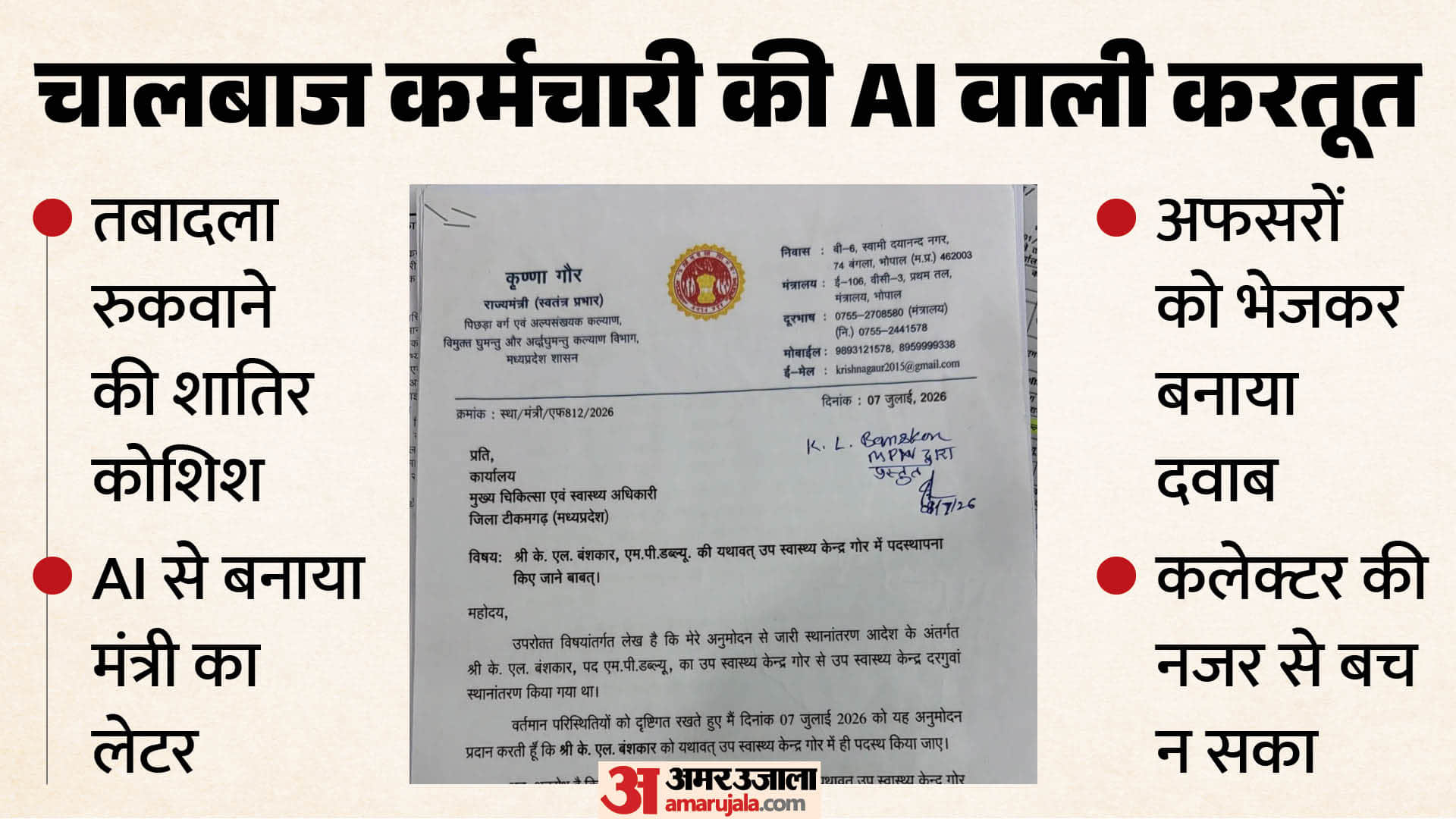 टीकमगढ़ में AI वाला फर्जी पत्र
